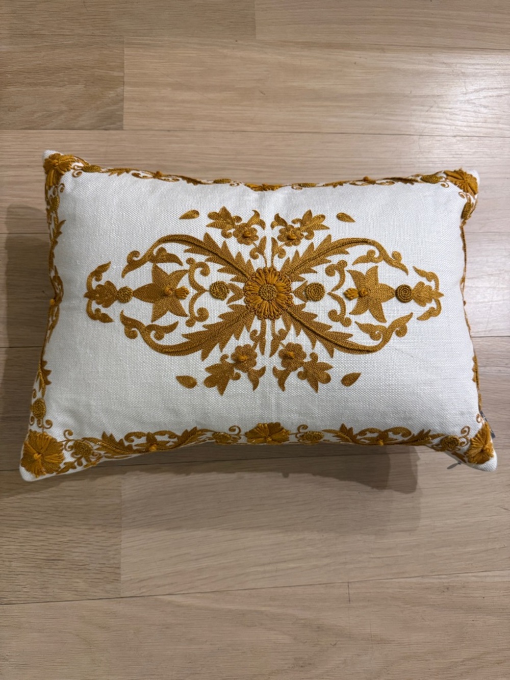 Ankasa Linen Embroidered Decorative Lumbar Pillow